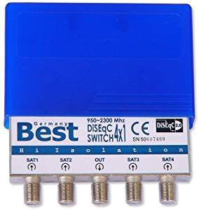 DiSEqC Schalter 2-1 Umschalter 2 Satelliten Wetterschutz Switch SAT HD Opticum 