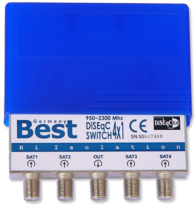 Megasat DiSEqC Schalter 2/1 mit Wetterschutz Gehäuse Umschalter für 2-1 